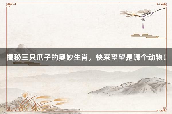 揭秘三只爪子的奥妙生肖，快来望望是哪个动物！