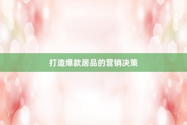 打造爆款居品的营销决策